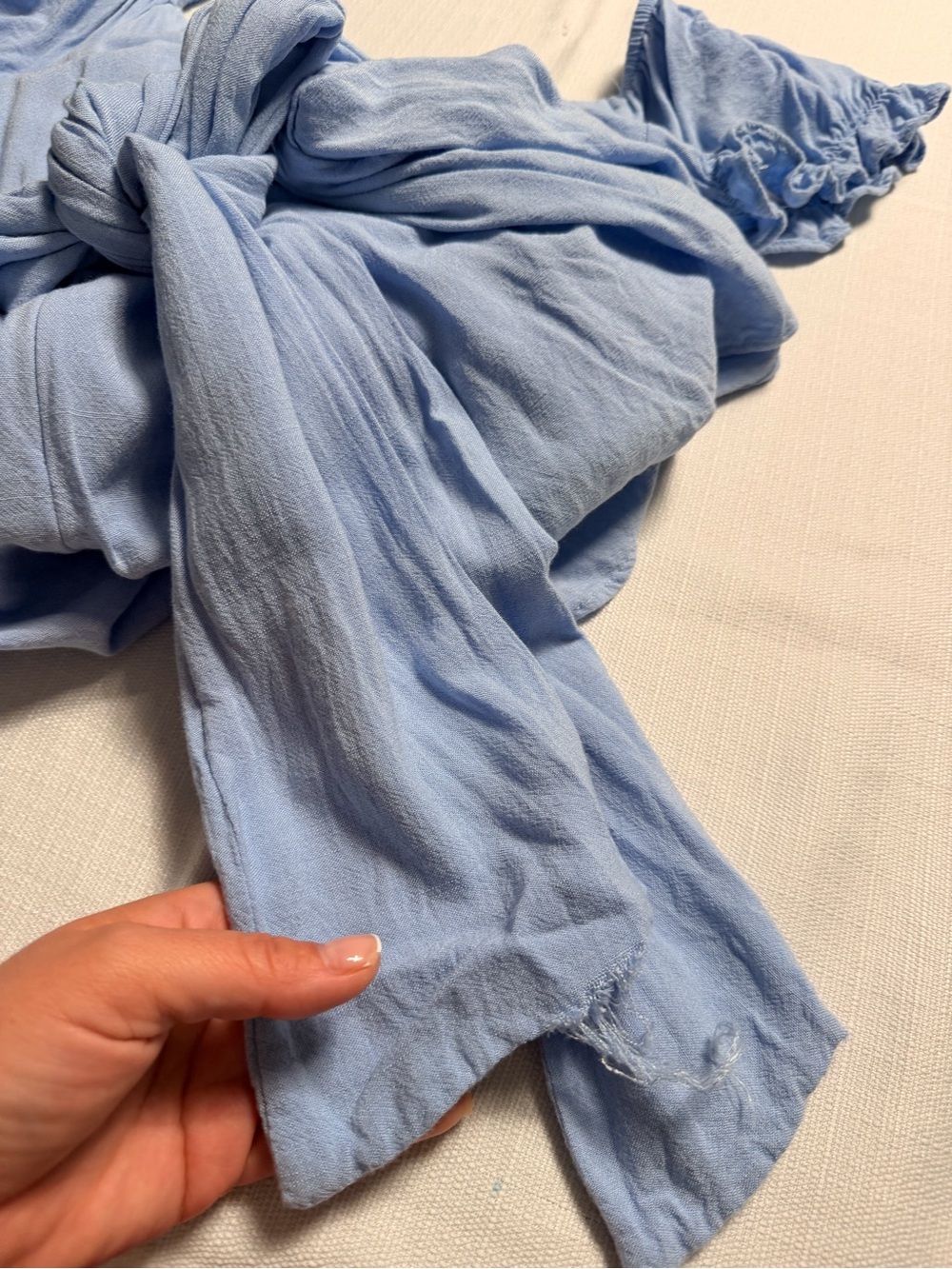 Altar'd State Sky Blue Puff-Sleeve Tiered Mini Dress - Picture 5 of 7